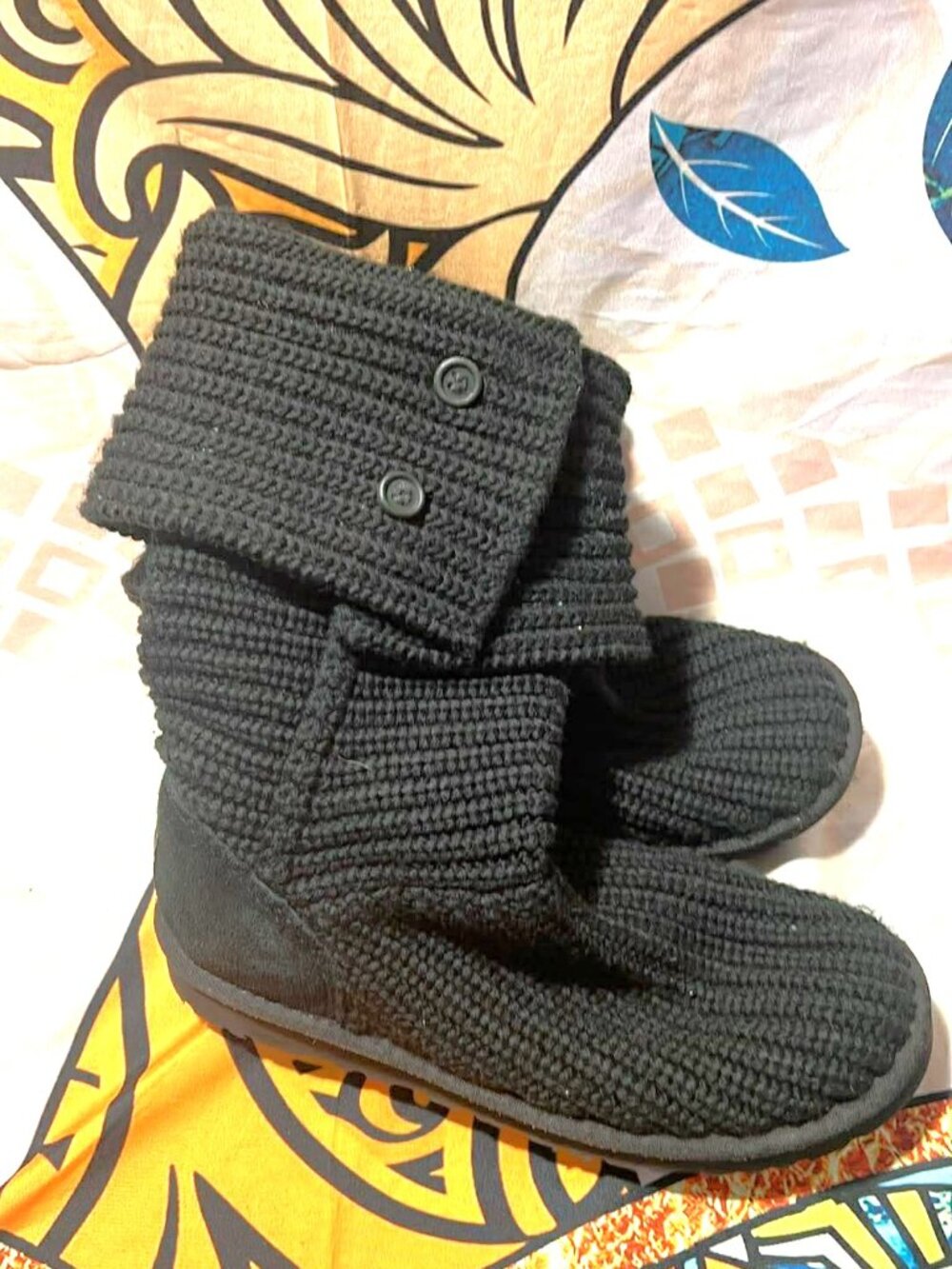Poshmark Listing: UGG Classic Cardy Knit Boots – Black – Women’s 6 - Picture 3 of 6